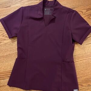 Figs Women's Short Sleeve Maroon Top